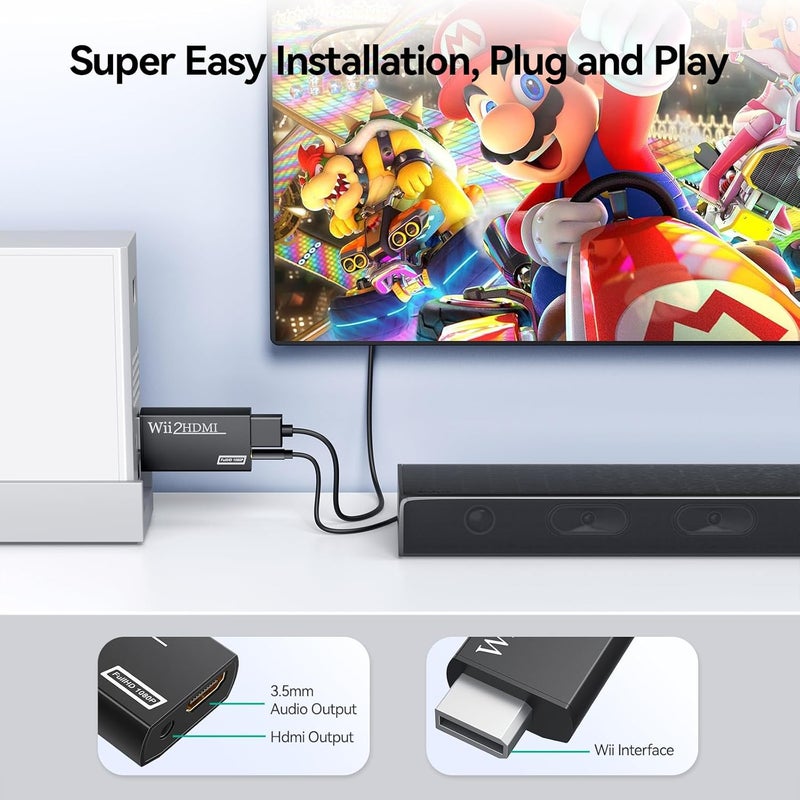 GANA Wii to hdmi Converter, wii to hdmi Adapter, wii to hdmi1080p 720p Connector Output Video & 3.5mm Audio - Supports All Wii Display Modes - Image 4